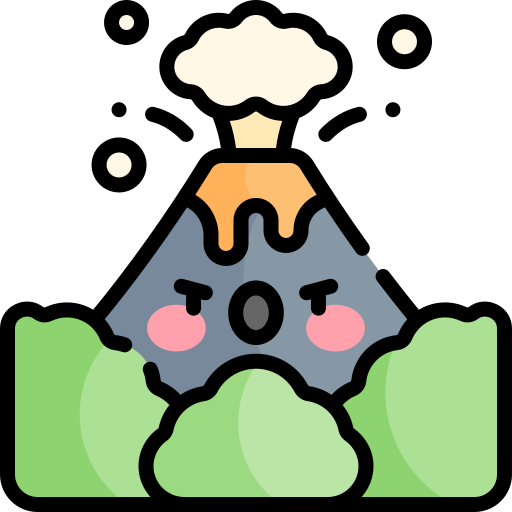 vulcano Kawaii Lineal color icona
