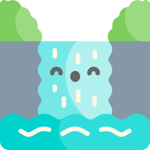 wodospad Kawaii Flat ikona
