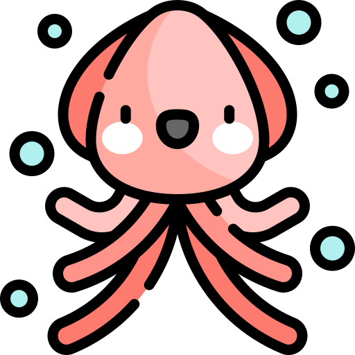 Squid Kawaii Lineal color icon