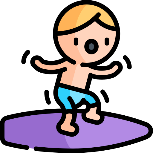 surfer Kawaii Lineal color icon