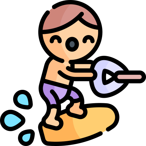 Surfing Kawaii Lineal color icon