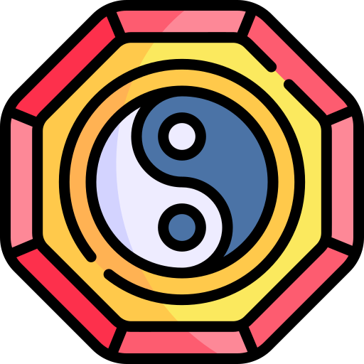 yin-yang Kawaii Lineal color icon