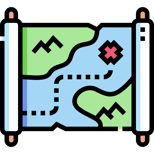 mappa del tesoro Detailed Straight Lineal color icona