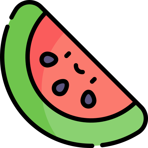 watermeloen Kawaii Lineal color icoon