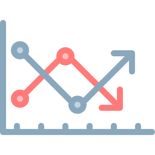 Line graph Detailed color Lineal color icon