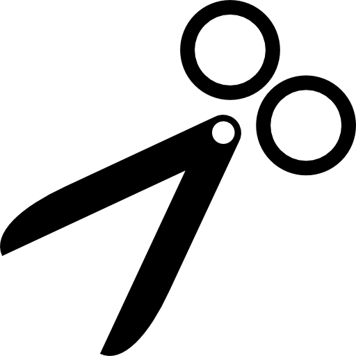 Открытые ножницы, указывающие вниз  иконка