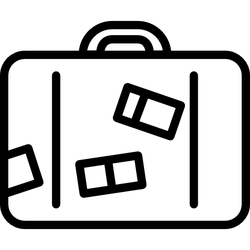 valigetta con adesivi  icona