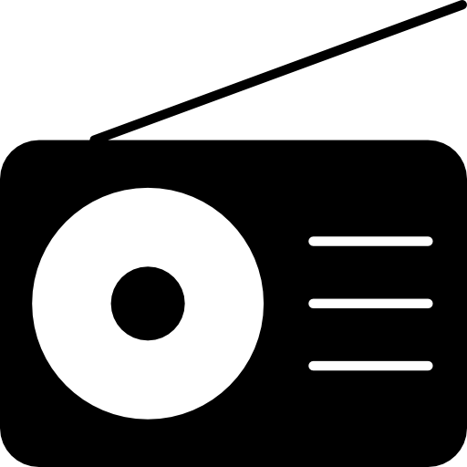 오른쪽을 가리키는 안테나가있는 라디오  icon