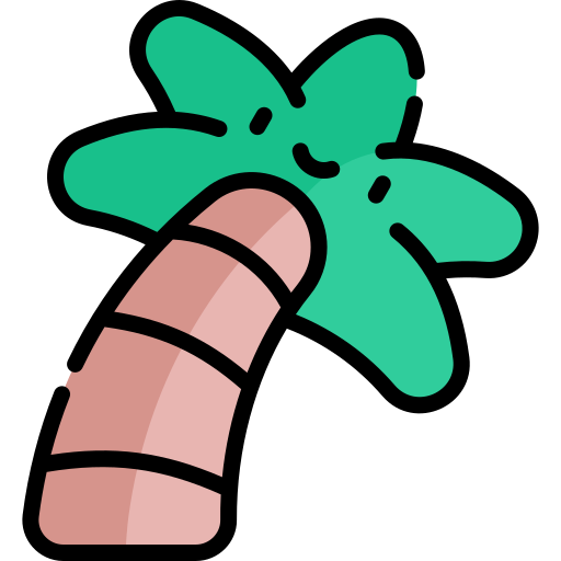 palmera Kawaii Lineal color icono