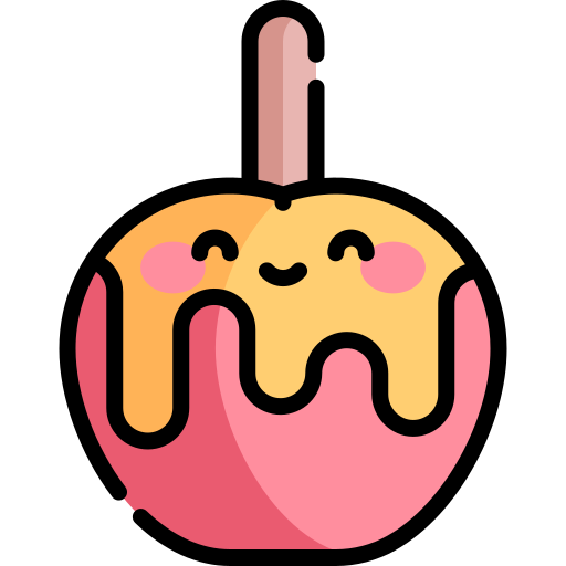 캐러멜 사과 Kawaii Lineal color icon