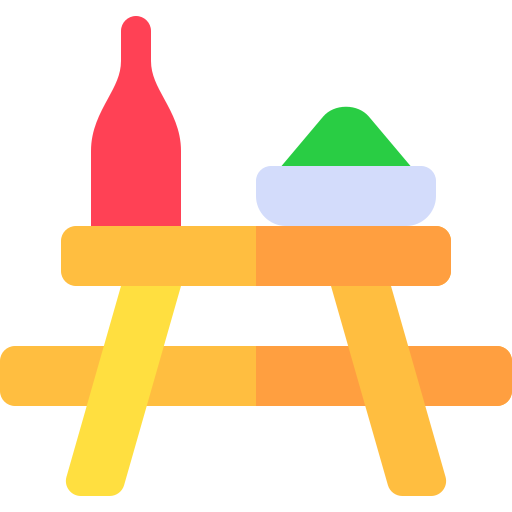 Picnic table Basic Rounded Flat icon