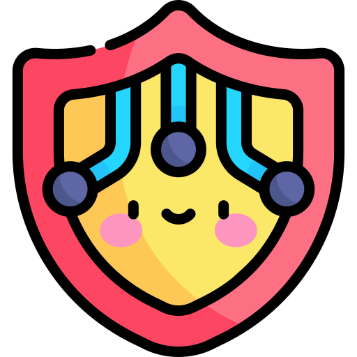 cyberbeveiliging Kawaii Lineal color icoon