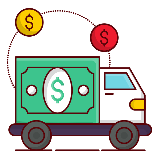 Money transport Vector Stall Lineal Color icon