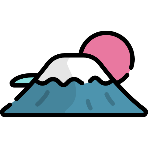 góra fudżi Kawaii Lineal color ikona