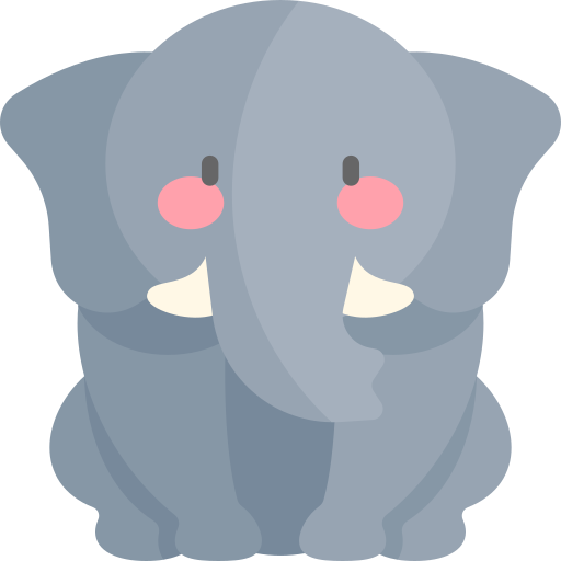 olifant Kawaii Flat icoon