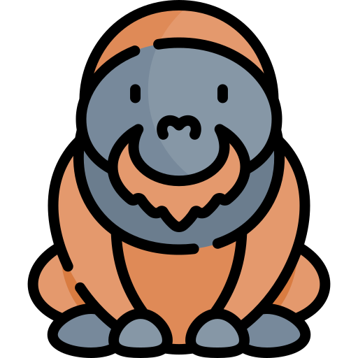 orangutan Kawaii Lineal color icona