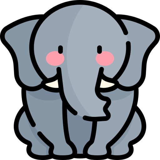 코끼리 Kawaii Lineal color icon