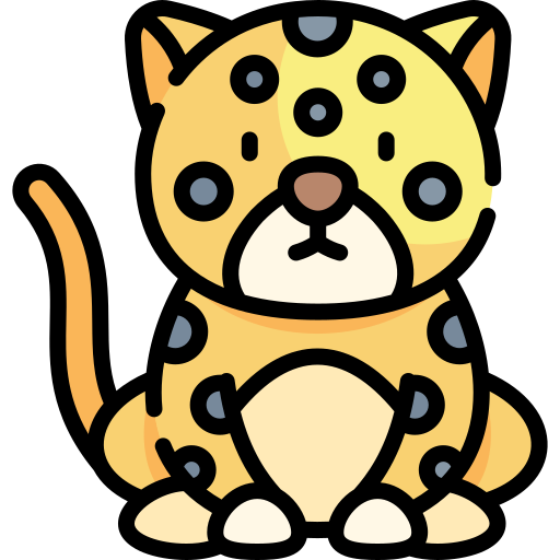 jaguar Kawaii Lineal color icoon
