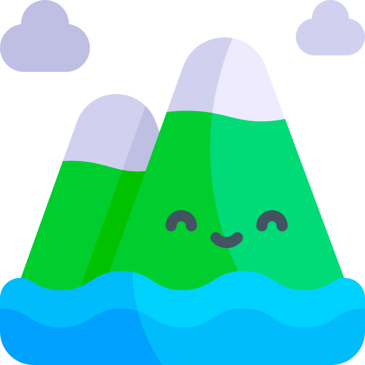 montaña Kawaii Flat icono