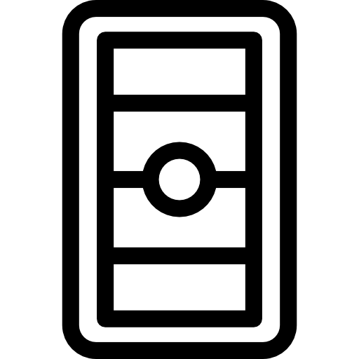 escudo rectangular con líneas y círculo  icono