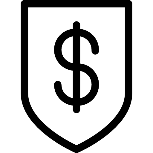 escudo com símbolo do dólar  Ícone