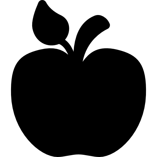 maçã com folha pequena  Ícone