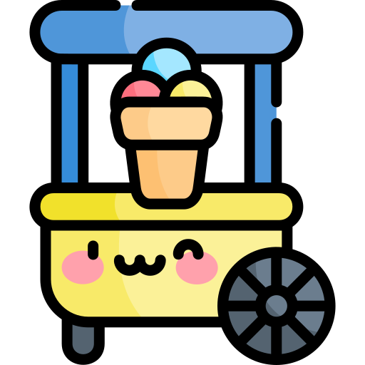 chariot de crème glacée Kawaii Lineal color Icône