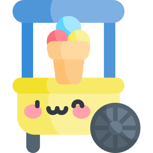 Ice cream cart Kawaii Flat icon