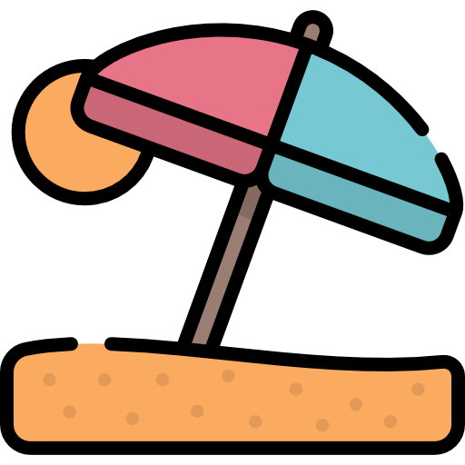 пляжный зонтик Kawaii Lineal color иконка