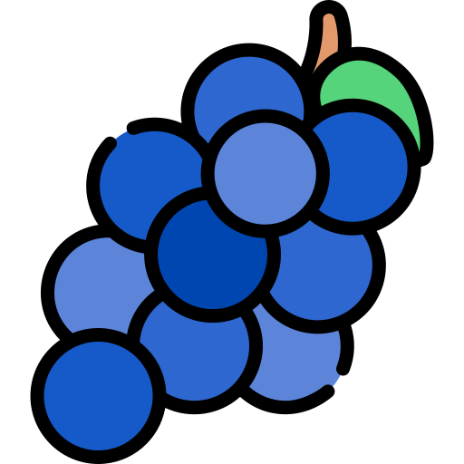 uvas Kawaii Lineal color icono