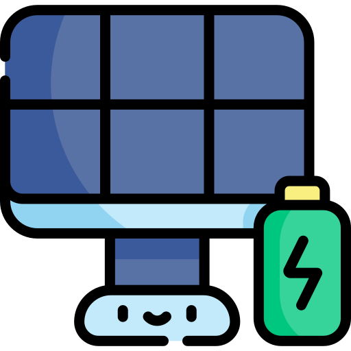 太陽電池 Kawaii Lineal color icon