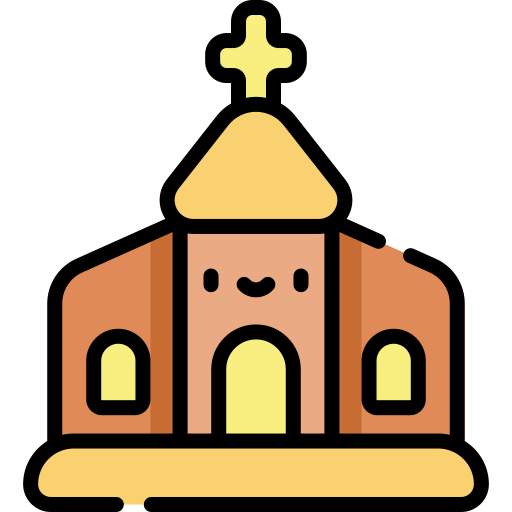 chiesa Kawaii Lineal color icona