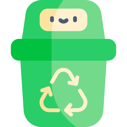 papelera de reciclaje Kawaii Flat icono