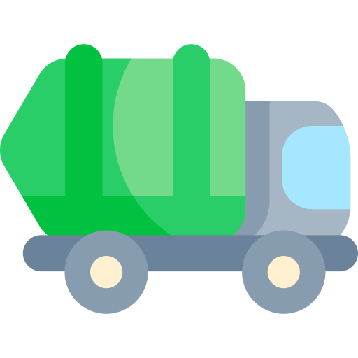 camion della spazzatura Kawaii Flat icona