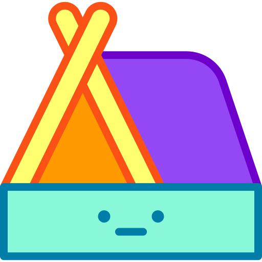 캠핑 Retro Neon Lineal color icon