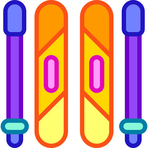 スキー Retro Neon Lineal color icon