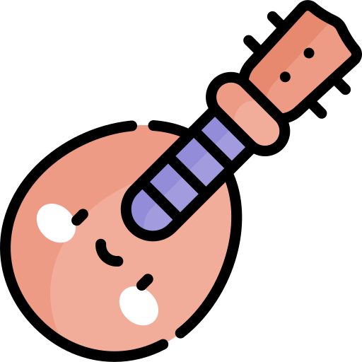 ukulele Kawaii Lineal color ikona