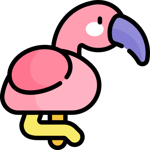 Фламинго Kawaii Lineal color иконка