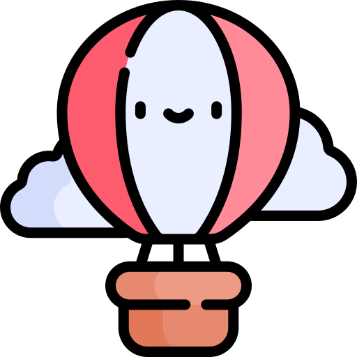 globo aerostático Kawaii Lineal color icono