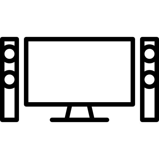 grande televisore con due grandi altoparlanti  icona