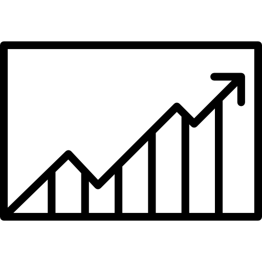 gráfico de línea ascendente  icono