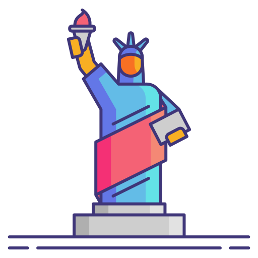 statua wolności Flaticons Lineal Color ikona
