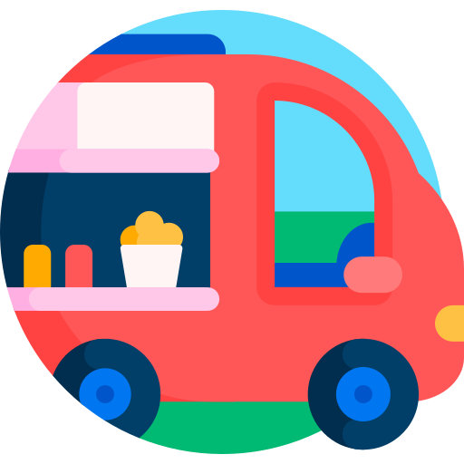ciężarówka z żywnością Detailed Flat Circular Flat ikona