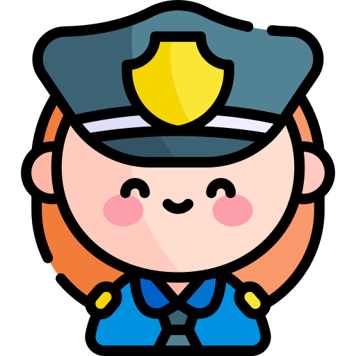 politieagente Kawaii Lineal color icoon