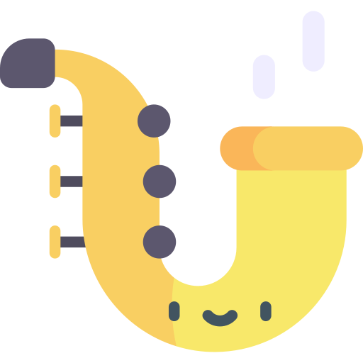 saxofoon Kawaii Flat icoon
