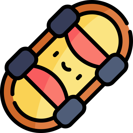 skateboard Kawaii Lineal color icoon