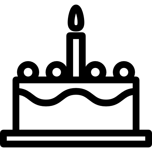 bolo de aniversário e vela  Ícone