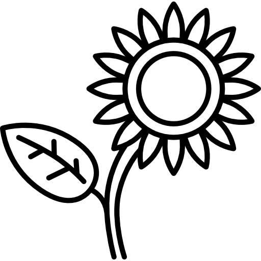 zonnebloem met blad  icoon