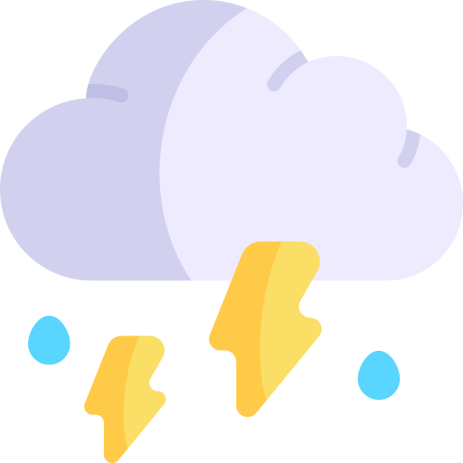 burza z piorunami Kawaii Flat ikona