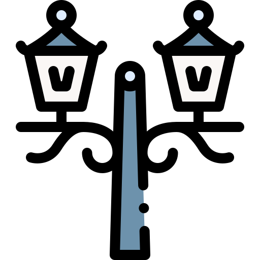 уличный фонарь Detailed Rounded Lineal color иконка